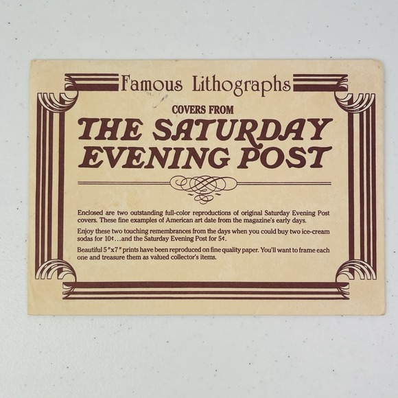 Other - Saturday Evening Post Reprint Lithograph 1932 1937 Set 2 Envelope 1972